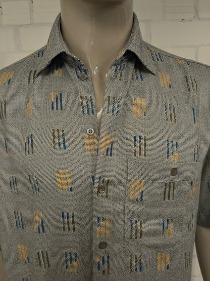 Fairbanks fa Fairbanks Shirt Short Maniche. Stampa verde giallo blu grigio. Taglia XL