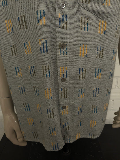 Fairbanks fa Fairbanks Shirt Short Maniche. Stampa verde giallo blu grigio. Taglia XL