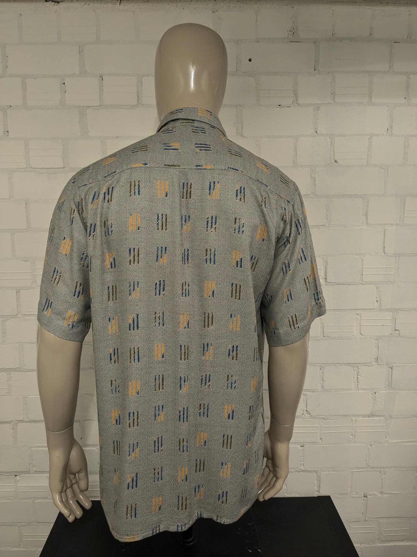 Fairbanks fa Fairbanks Shirt Short Maniche. Stampa verde giallo blu grigio. Taglia XL