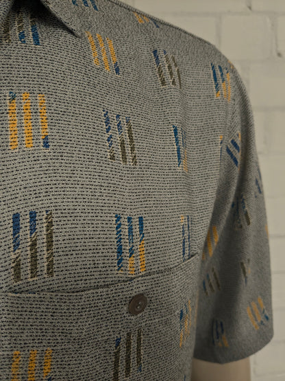 Fairbanks fa Fairbanks Shirt Short Maniche. Stampa verde giallo blu grigio. Taglia XL