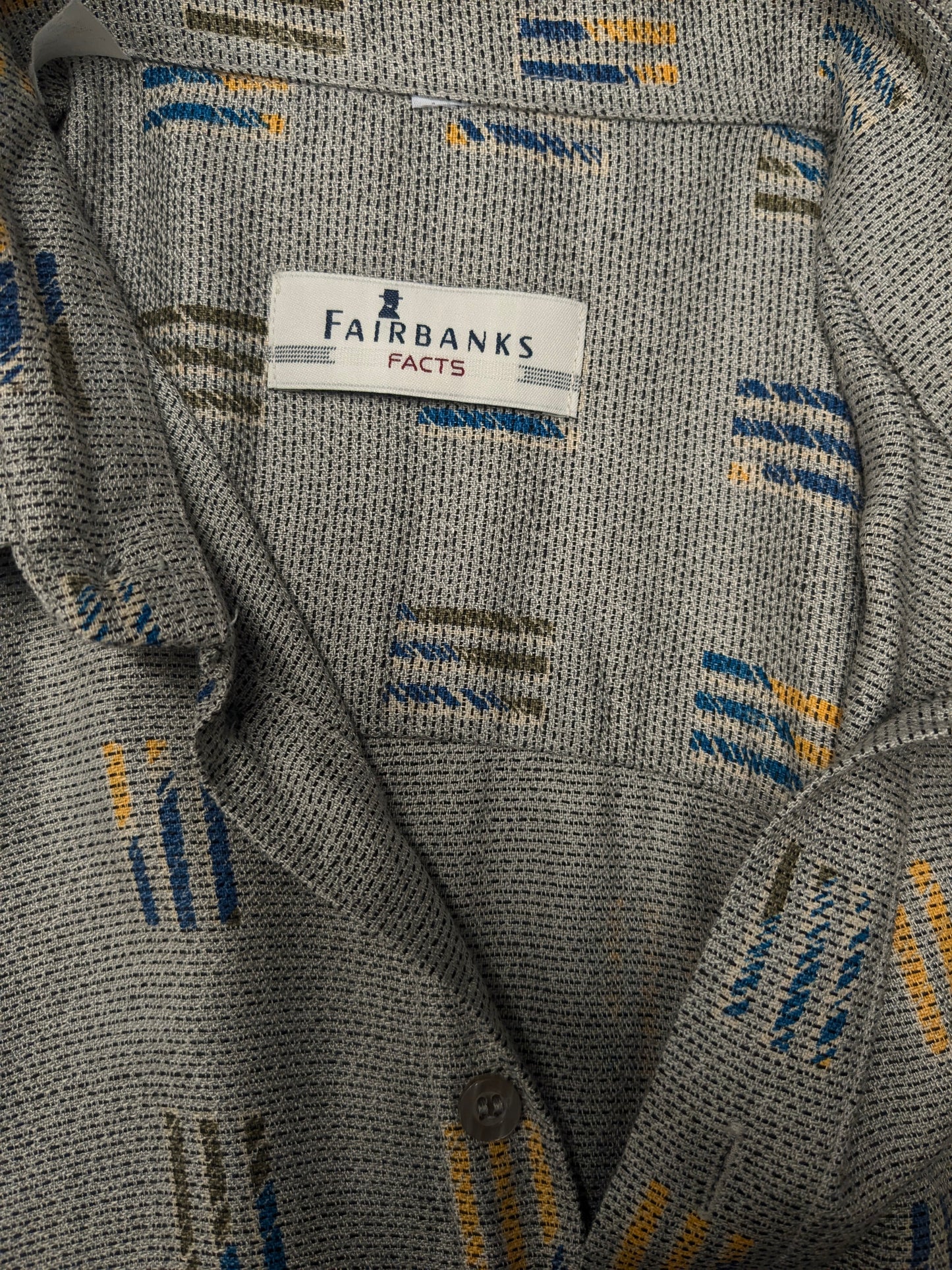 Fairbanks fa Fairbanks Shirt Short Maniche. Stampa verde giallo blu grigio. Taglia XL