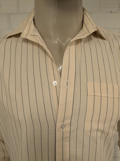 Vintage 70er Jahre Chic Shirt. Gelbgrau gestreift. Größe M.