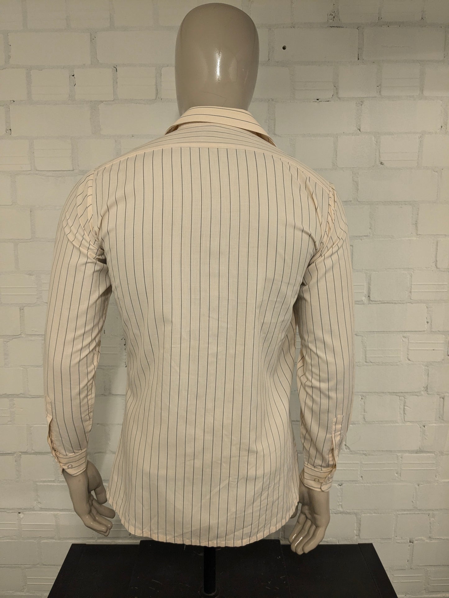 Vintage 70er Jahre Chic Shirt. Gelbgrau gestreift. Größe M.