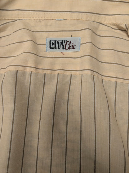 Vintage 70er Jahre Chic Shirt. Gelbgrau gestreift. Größe M.