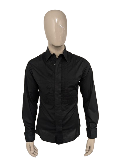 G-Star Raw shirt with a pleated front. Black colored. Size L.