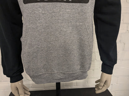 Hawkeyes Iowa Hoodie. Gray black with print. Size L.