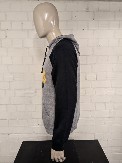 Hawkeyes Iowa Hoodie. Gray black with print. Size L.