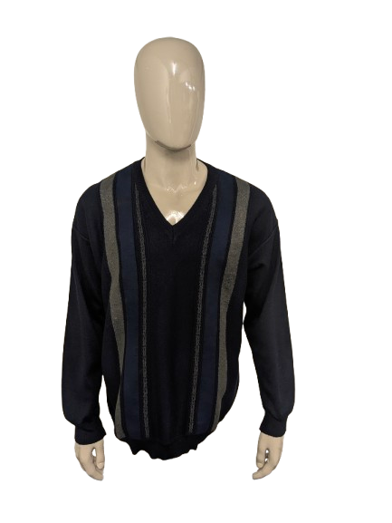Vintage Alver Pullover mit V-Ausschnitt – dunkelblau – Größe XL
