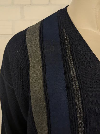 Suéter vintage Alver con cuello en V. Color azul oscuro. Tamaño xl.