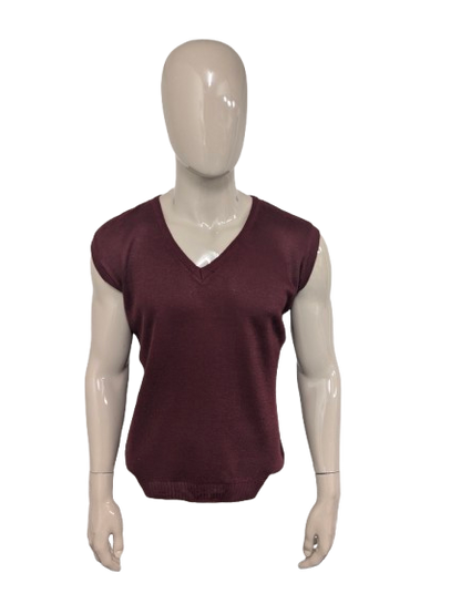 Vintage S&C spencer met V-Hals. Donker Rood gekleurd. Maat L.