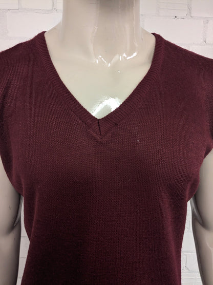 Vintage S&C spencer met V-Hals. Donker Rood gekleurd. Maat L.