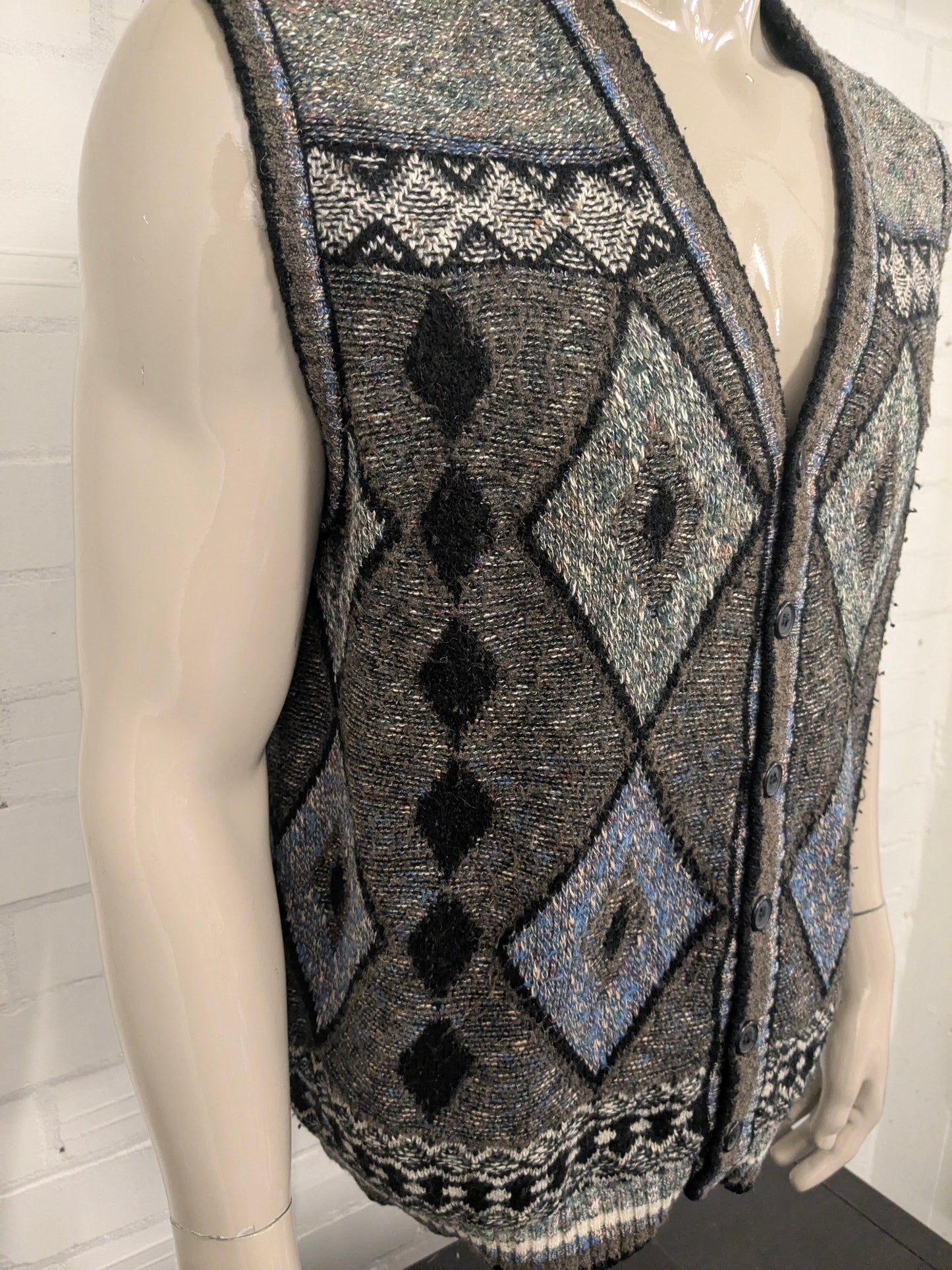 Vintage Giovanni Segorski Spencer / Gilet / Vest. Motif coloré. Taille xl.
