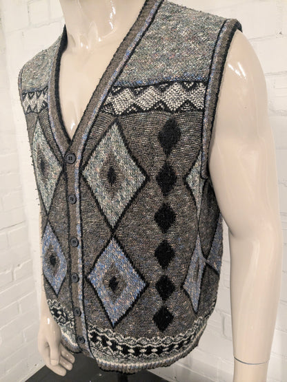 Vintage Giovanni Segorski Spencer / Gilet / Vest. Motif coloré. Taille xl.