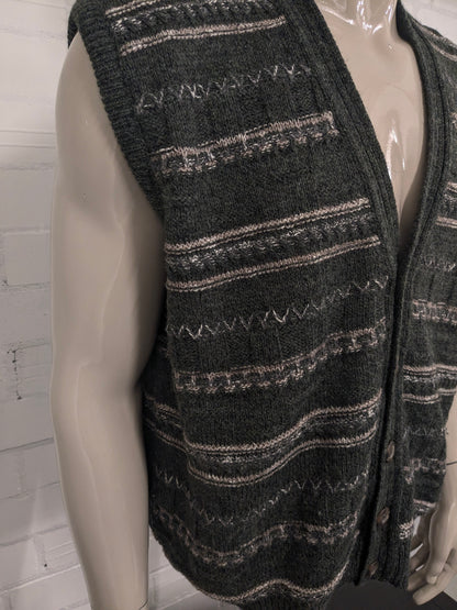 Vintage mas deop woolen waistcoat / spencer / vest. Green beige gray colored. Size XL.
