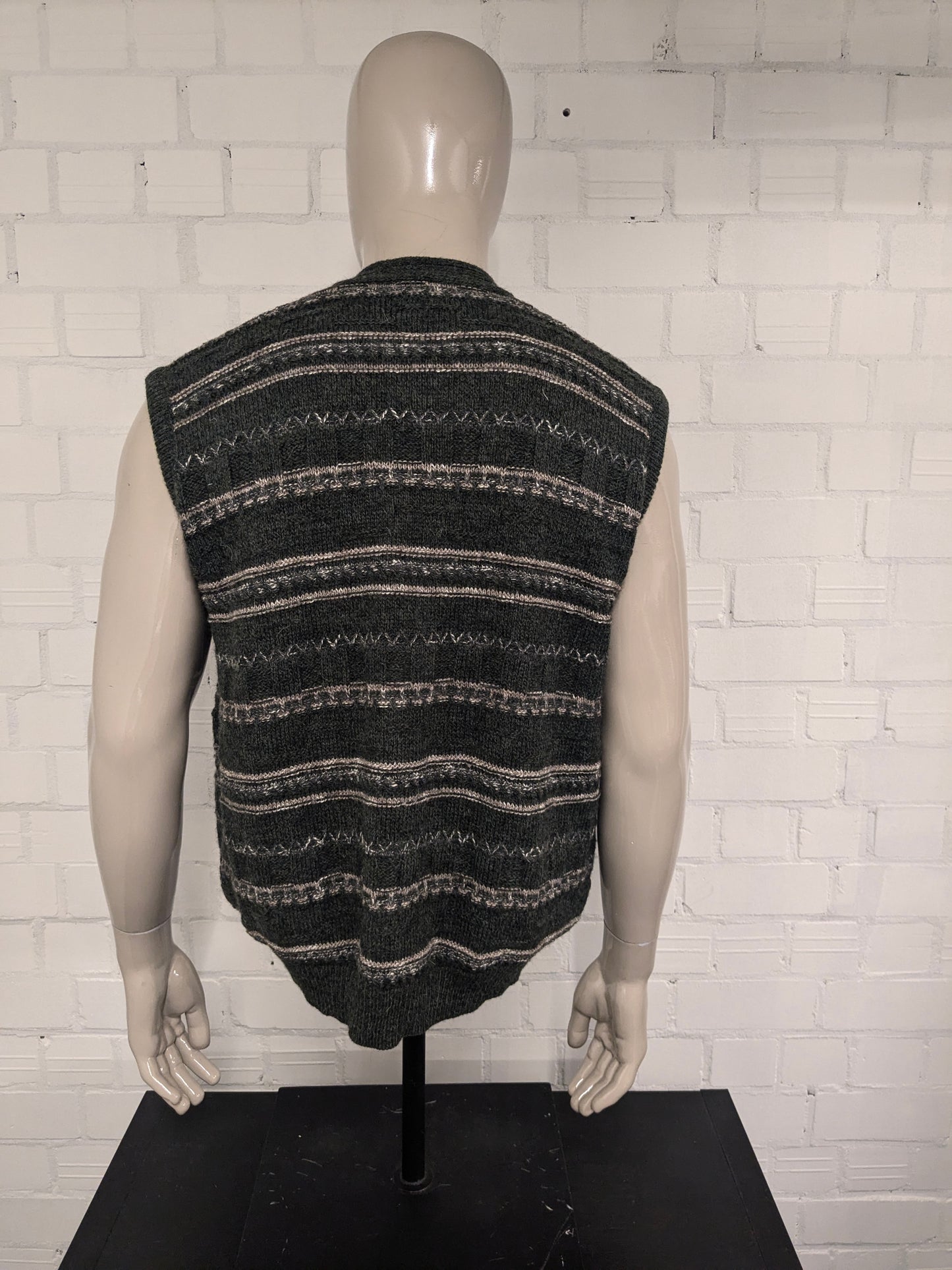 Vintage mas deop woolen waistcoat / spencer / vest. Green beige gray colored. Size XL.