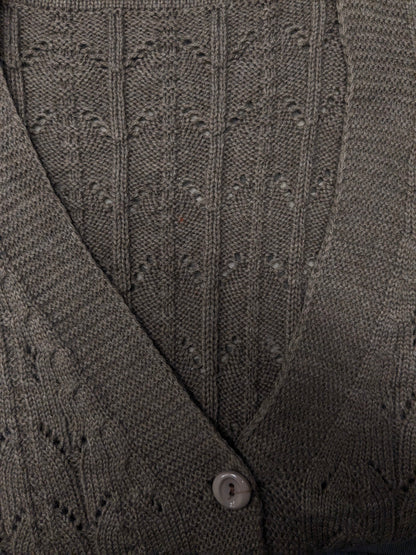 Vintage gehaakt gilet / spencer / vest. Bruin gemêleerd. Maat L.
