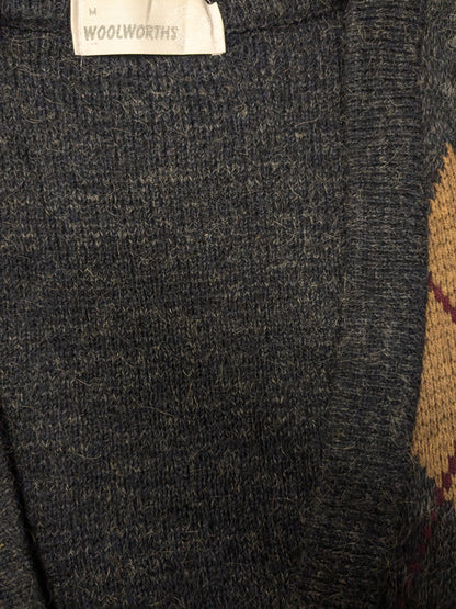 Woolworths vintage Woolworths / Spencer / gilet. Motivo Argyle verde marrone rosso grigio. Taglia L.