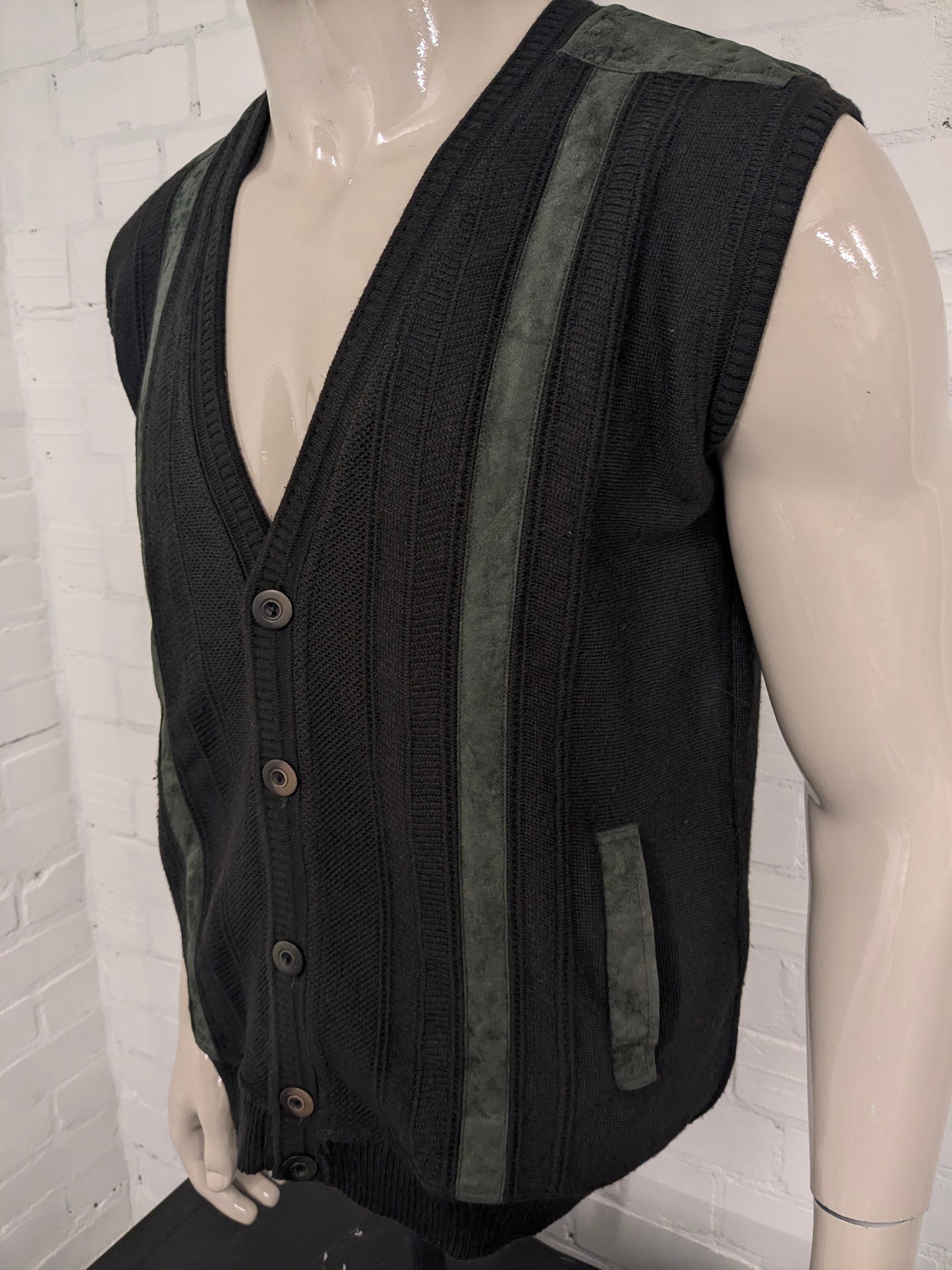 Vintage Gianmarco gilet / spencer / vest. Bruin Groen gekleurd. maat L.