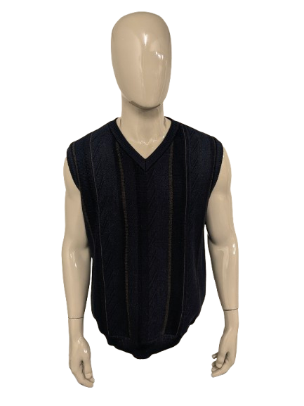 Vintage Nino Guardi spencer. Donker Blauw Rood Bruin gekleurd. Maat XL.