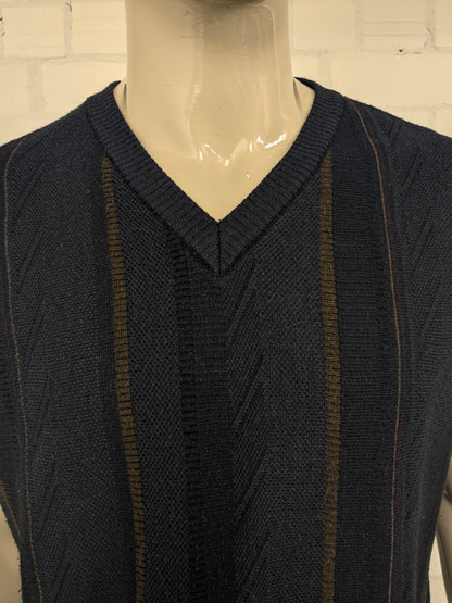 Vintage Nino Guardi spencer. Donker Blauw Rood Bruin gekleurd. Maat XL.