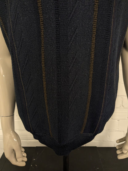 Vintage Nino Guardi spencer. Donker Blauw Rood Bruin gekleurd. Maat XL.