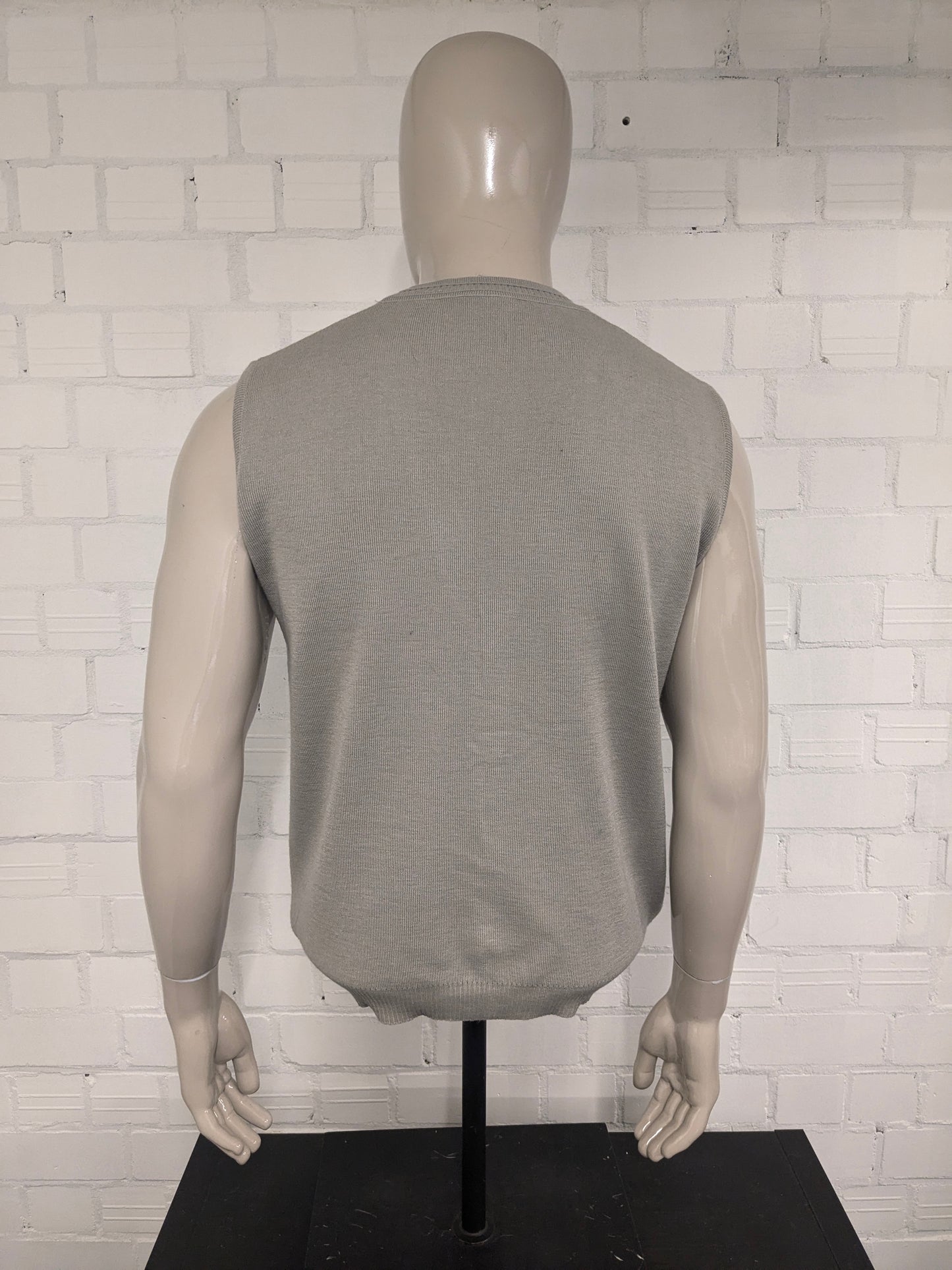 Vintage Wollen Bernardino gilet / spencer / vest met mooie knopen. Groen Lila motief. Maat M. 50% Wol.