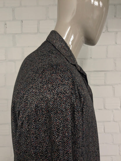 Chemise vintage Jean Chatel. Imprimé brun bleu noir rouge. Taille 2xl / xxl.