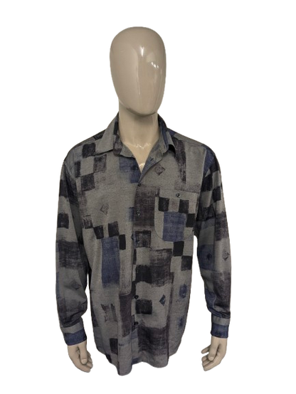 Vintage 80-90's club d'Amingo shirt. Gray blue black print. Size 2XL / XXL.