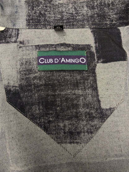 Vintage 80-90's club d'Amingo shirt. Gray blue black print. Size 2XL / XXL.