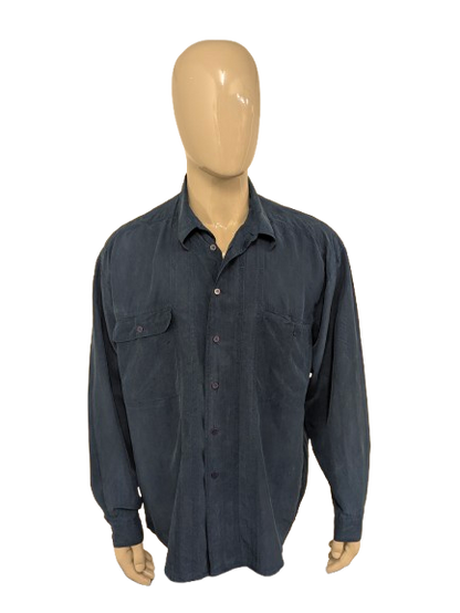 Vintage Otto Kern Silk Shirt. Blue colored. Size 2XL / XXL.