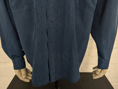 Vintage Otto Kern Silk Shirt. Blue colored. Size 2XL / XXL.