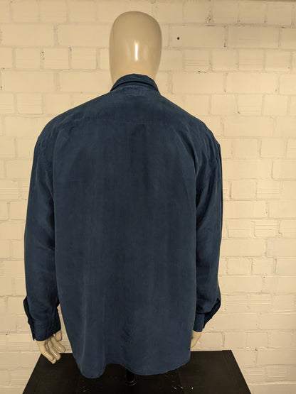 Vintage Otto Kern Silk Shirt. Blue colored. Size 2XL / XXL.