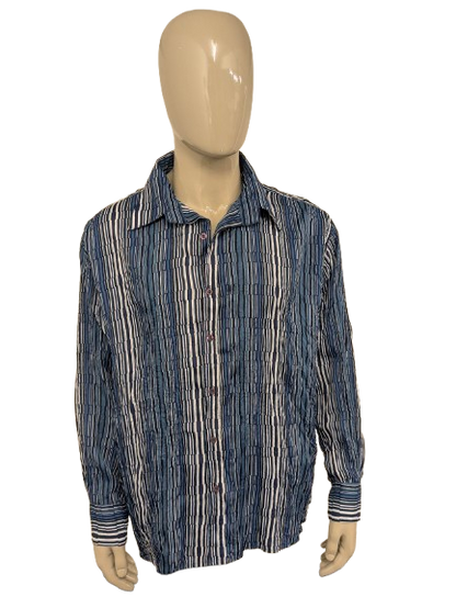 Chemise vintage New Roods Roods Effet. Impression en noir blanc bleu. Taille 3xl / xxxl.