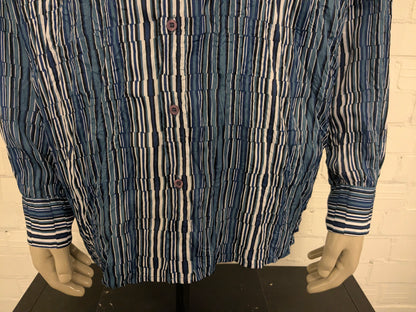 Chemise vintage New Roods Roods Effet. Impression en noir blanc bleu. Taille 3xl / xxxl.