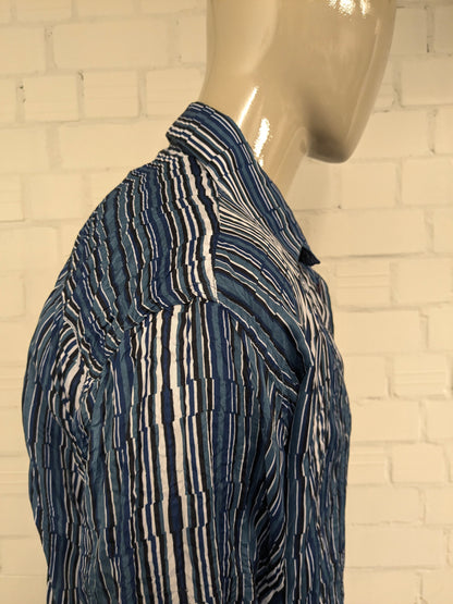 Chemise vintage New Roods Roods Effet. Impression en noir blanc bleu. Taille 3xl / xxxl.