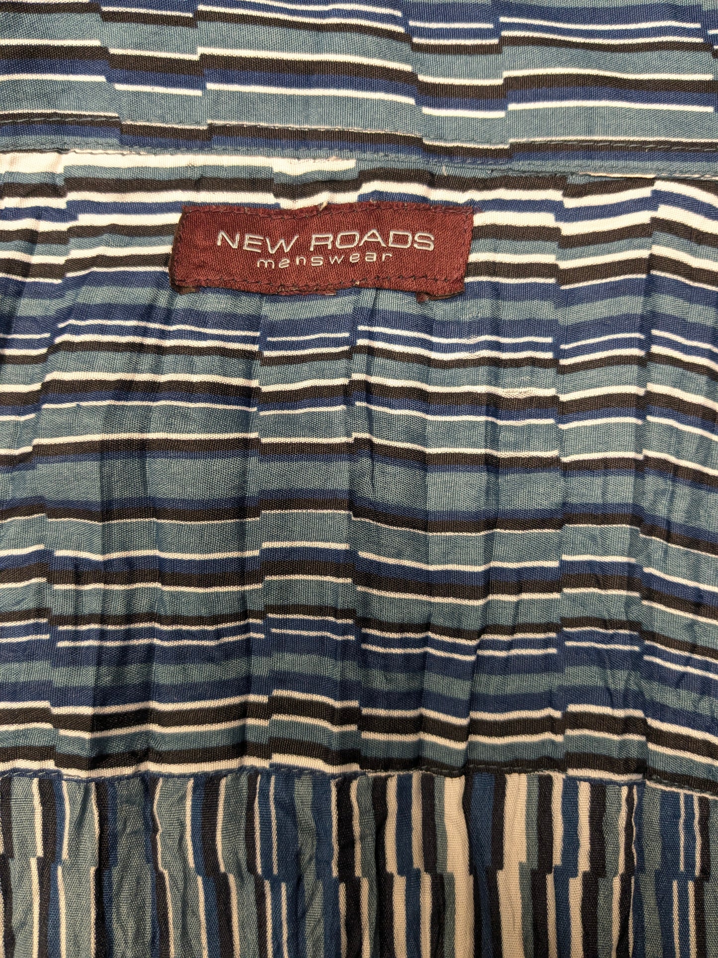 Chemise vintage New Roods Roods Effet. Impression en noir blanc bleu. Taille 3xl / xxxl.