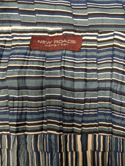 Chemise vintage New Roods Roods Effet. Impression en noir blanc bleu. Taille 3xl / xxxl.