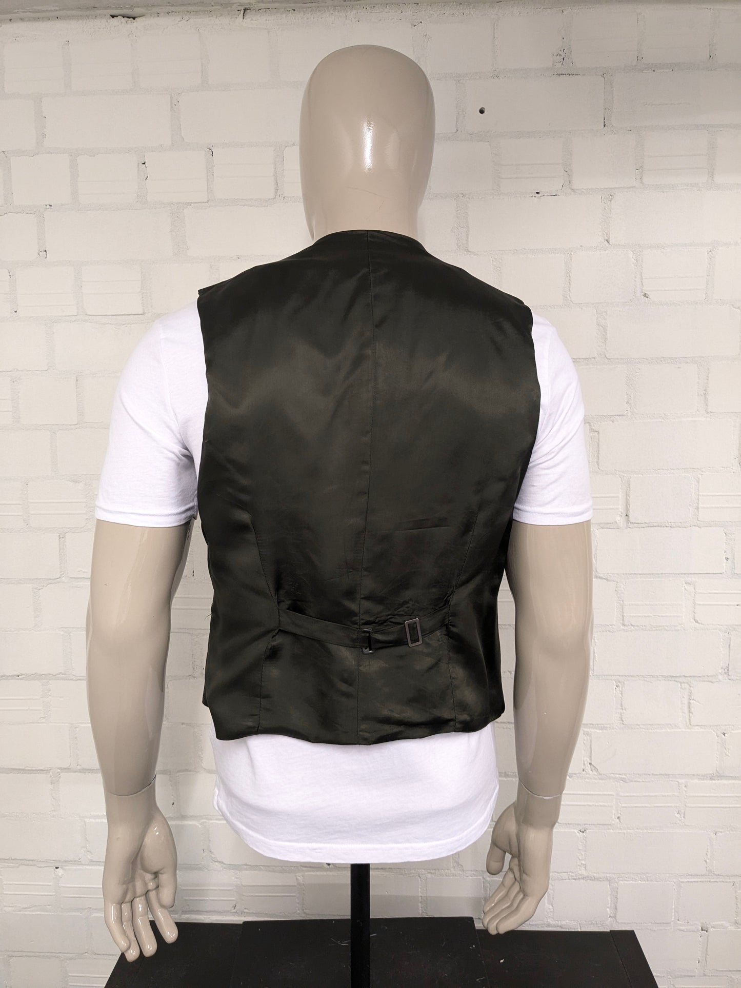 Gilet vintage. Motivo lucido rosso verde. Taglia M.