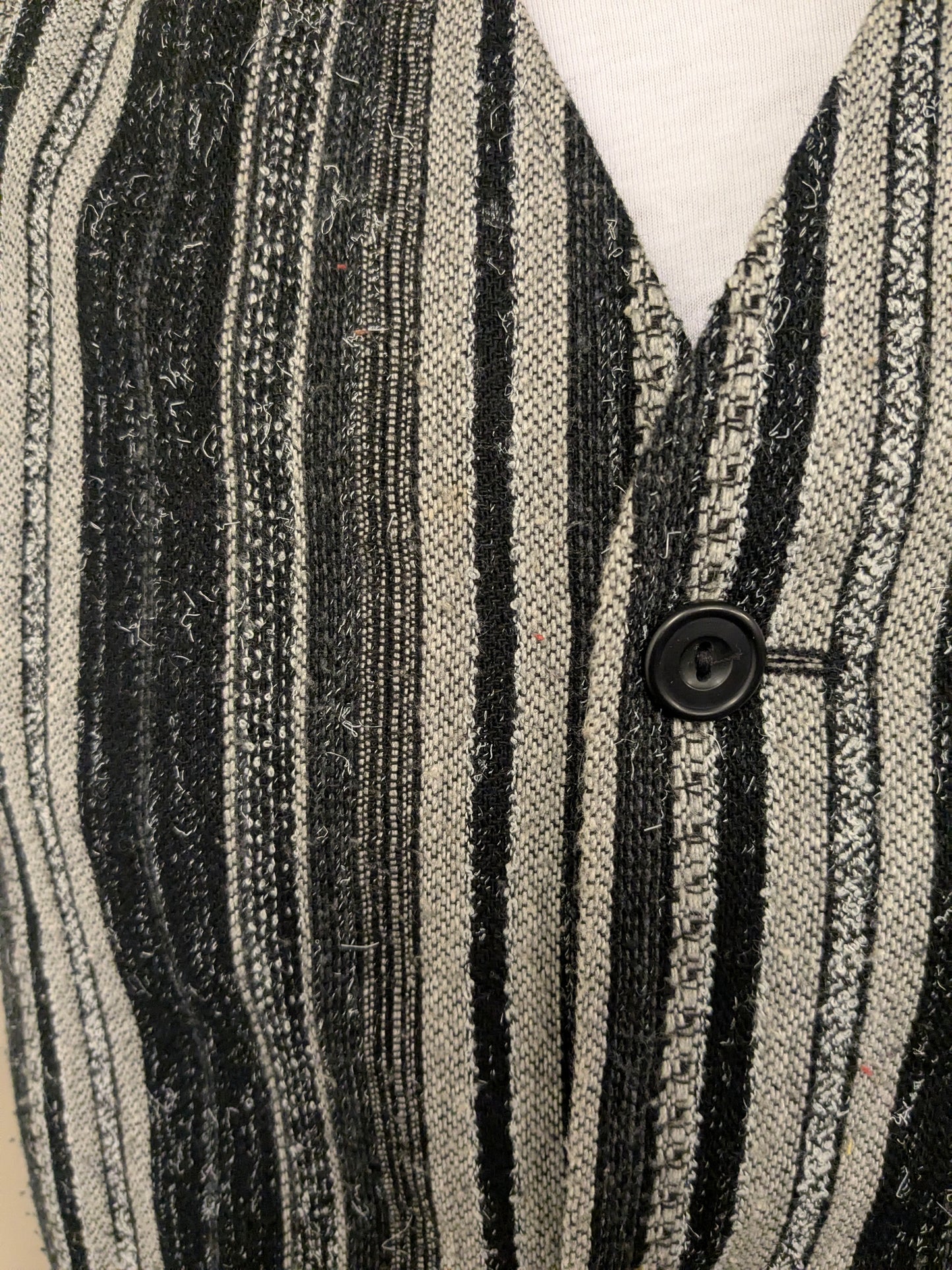 Gilet vintage berto lucci. Gris noir rayé. Taille L.