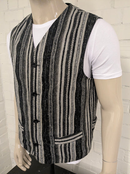 Gilet vintage berto lucci. Gris noir rayé. Taille L.