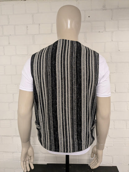 Gilet vintage berto lucci. Gris noir rayé. Taille L.