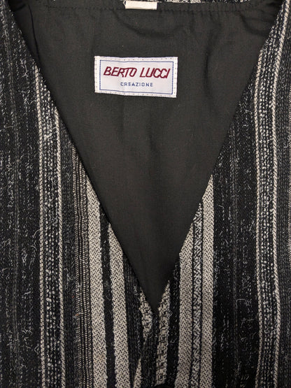 Gilet vintage berto lucci. Gris noir rayé. Taille L.