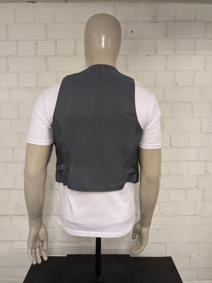 Vintage gilet. Grijs Bruin Blauw gestreept. Maat S.