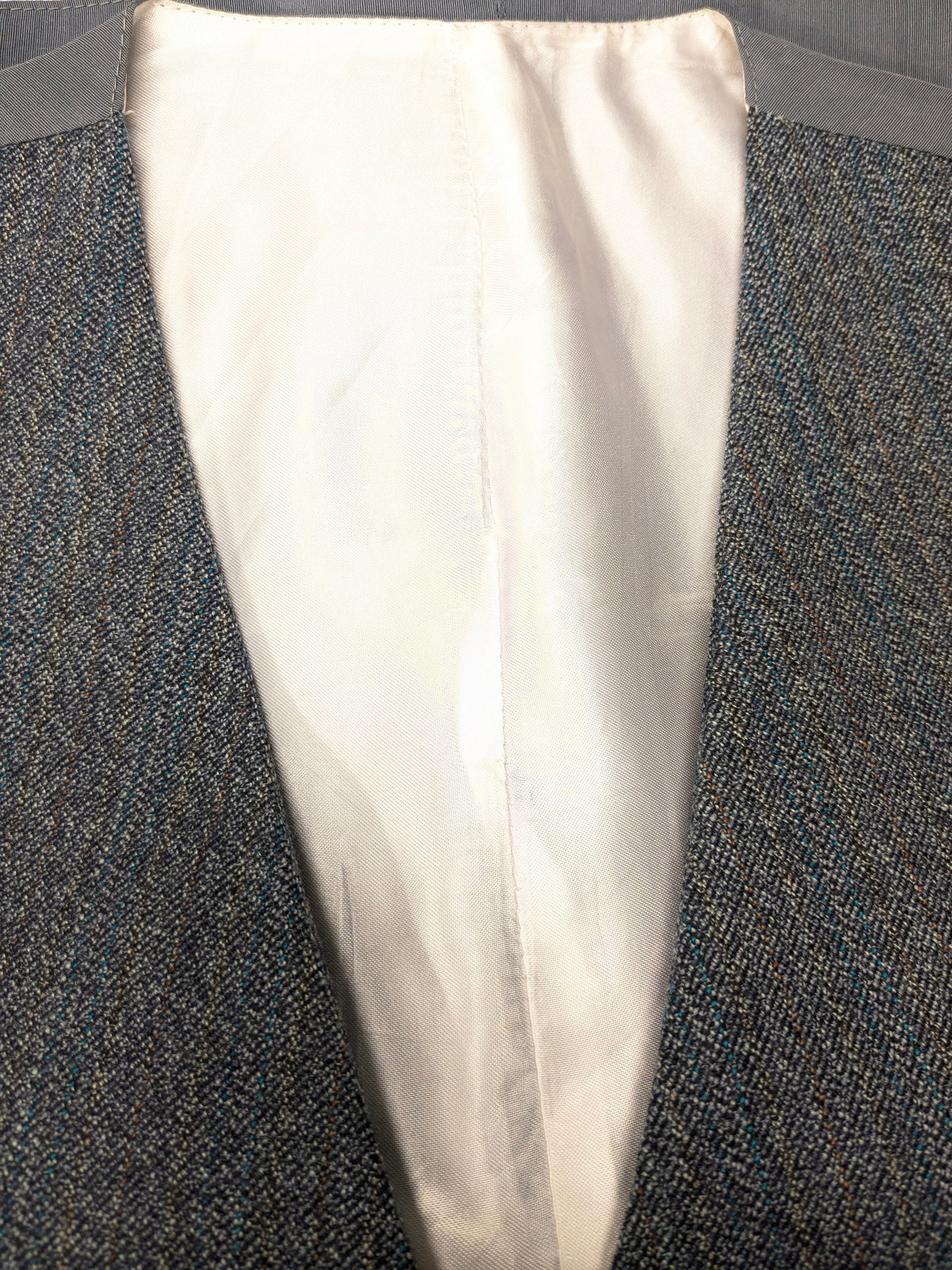 Vintage gilet. Grijs Bruin Blauw gestreept. Maat S.