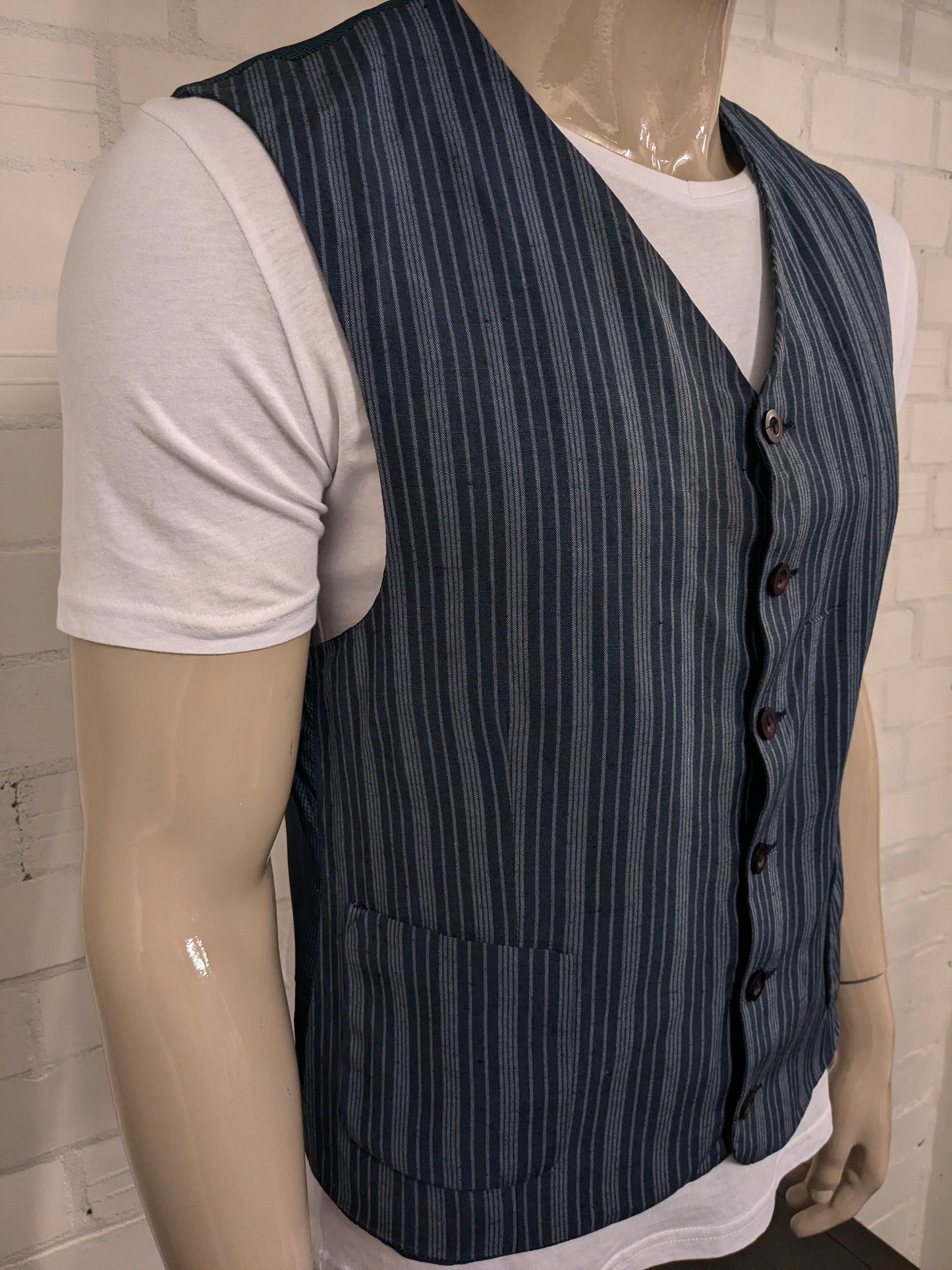 Burton gilet. Blauw gestreept. Maat M.