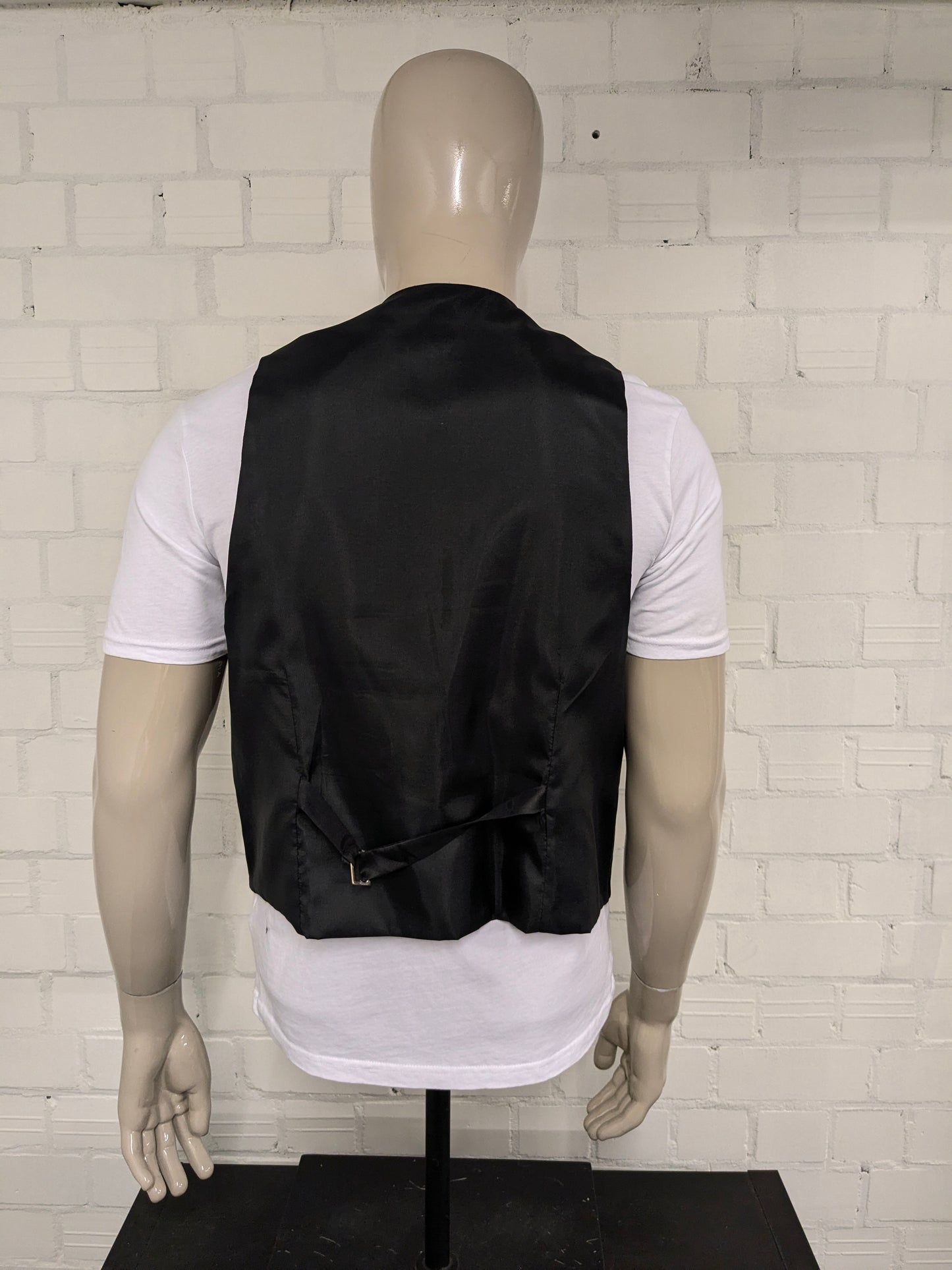 Brummell gilet. Zwart Wit Jazzy Louie Armstrong print. Maat L.