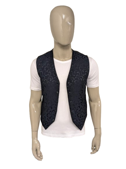 Carlo Pignatelli gilet. Donker Blauw licht glanzend motief. Maat M.