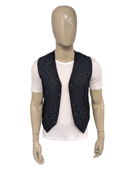 Carlo Pignatelli gilet. Donker Blauw licht glanzend motief. Maat M.