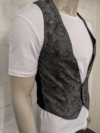 st. Michael gilet. Grijs Zwarte print. Maat S.