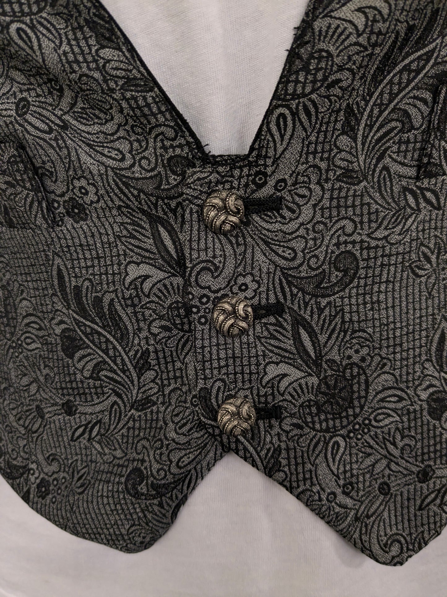 st. Michael gilet. Grijs Zwarte print. Maat S.